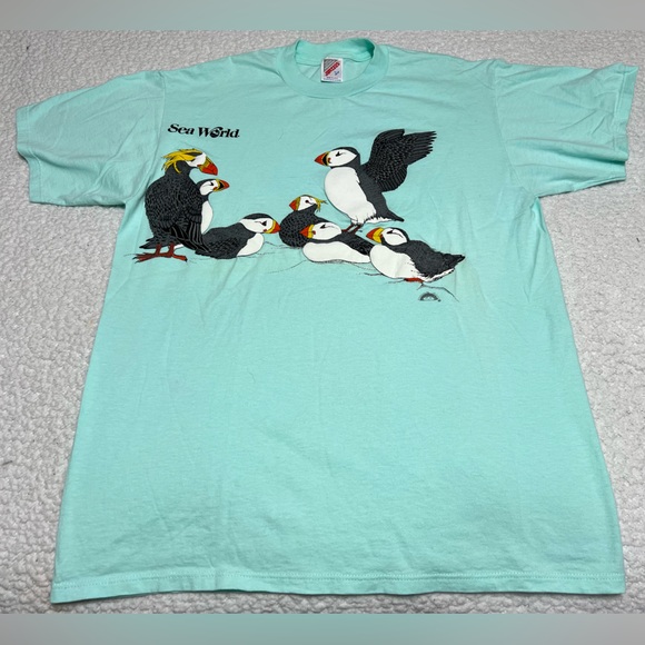 Jerzees Other - Vintage Sea World Puffins Nature Shirt Mens Large Graphic Made USA Jerzees Tee